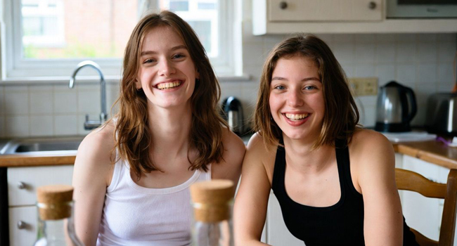Viajes de idiomas en Inglaterra Bournemouth con LISA! – alojamiento, cocina y convivencia Dos participantes en una cocina compartida en Bournemouth Inglaterra durante un viaje de idiomas con LISA!