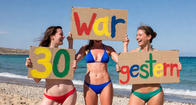 Adultos en la playa de Malta durante unas vacaciones educativas 30 Plus con LISA! disfrutando del sol, el ambiente social y aprendiendo inglés