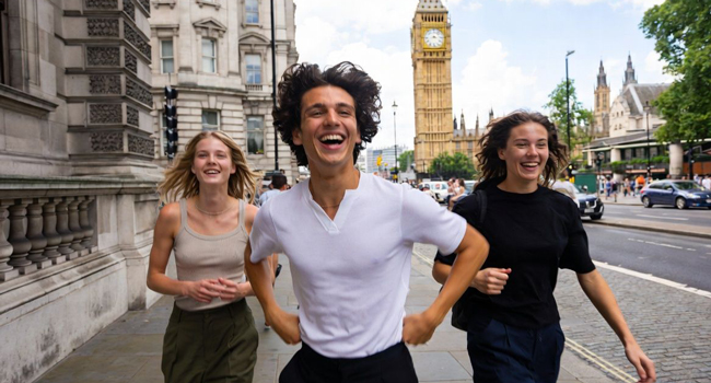 Participantes adultos frente al Big Ben durante un curso de inglés de LISA! en Londres, Inglaterra